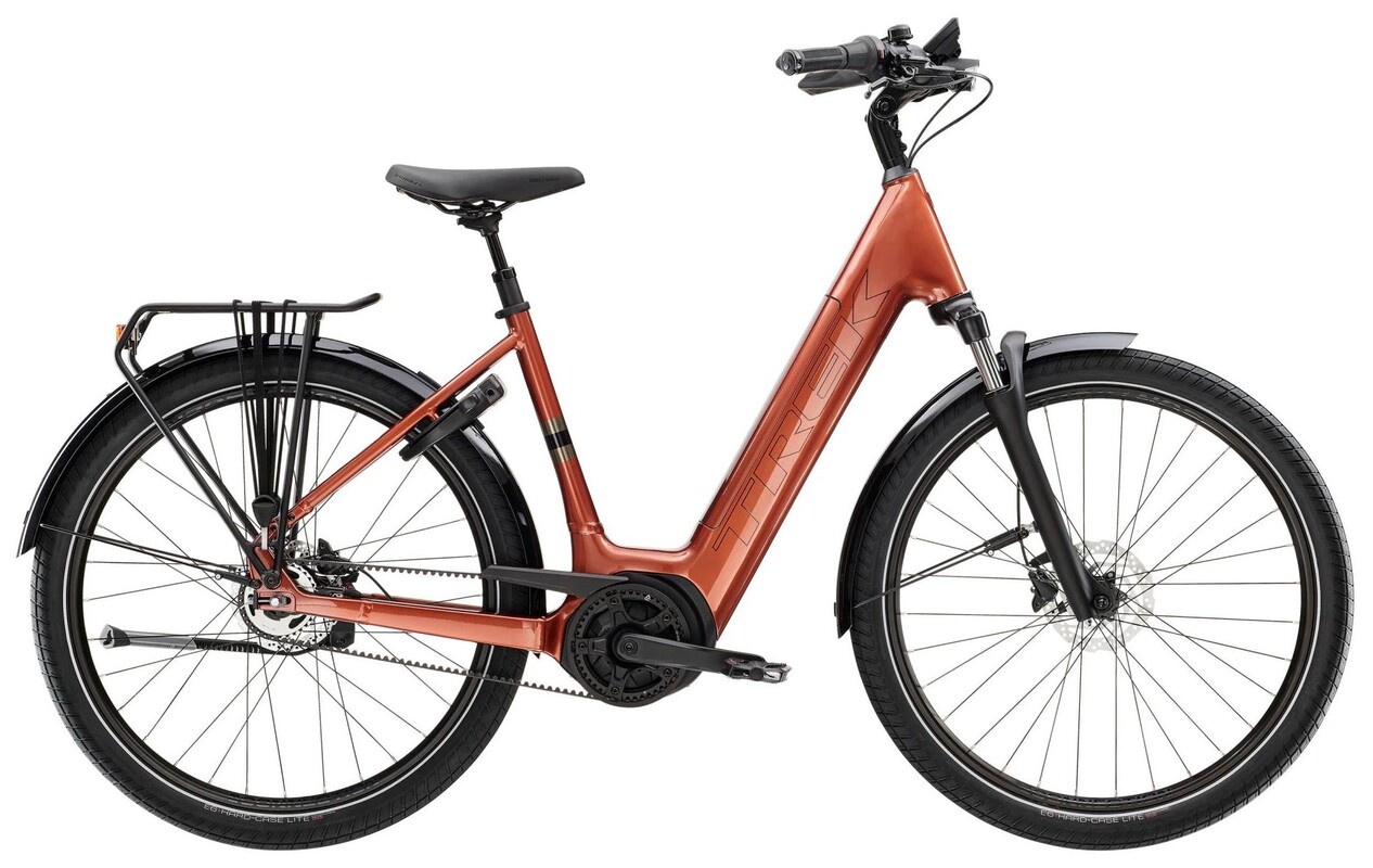 Trek sähköpyörä District+ 4 Lowstep Bosch 545Wh hihnaveto oranssi 1 Trek sähköpyörä District+ 4 Lowstep Bosch 545Wh hihnaveto oranssi